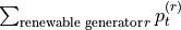 \sum_{\text{renewable generator} r} p^{(r)}_t
